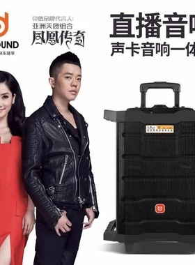 贝德音响户外直播自带声卡一体机大功率大音量拉杆音箱网红H1086