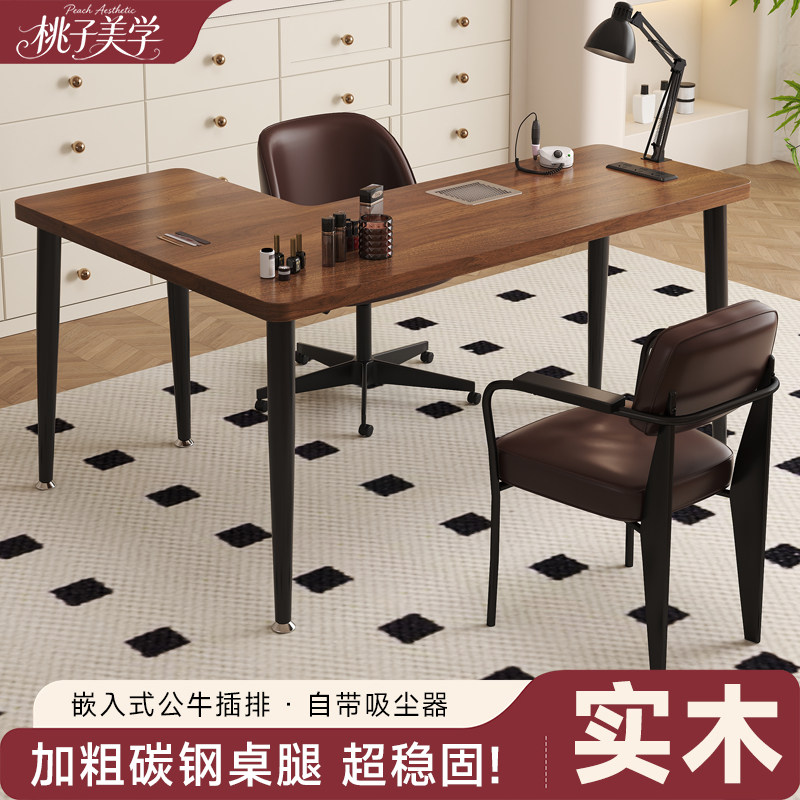 转角吸尘复古高级美甲桌图片