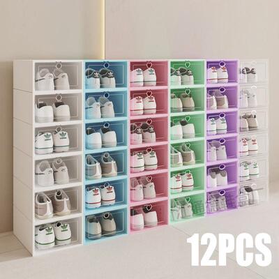 12Pack Shoe Box Storage boxes transparent Shoe Organizers
