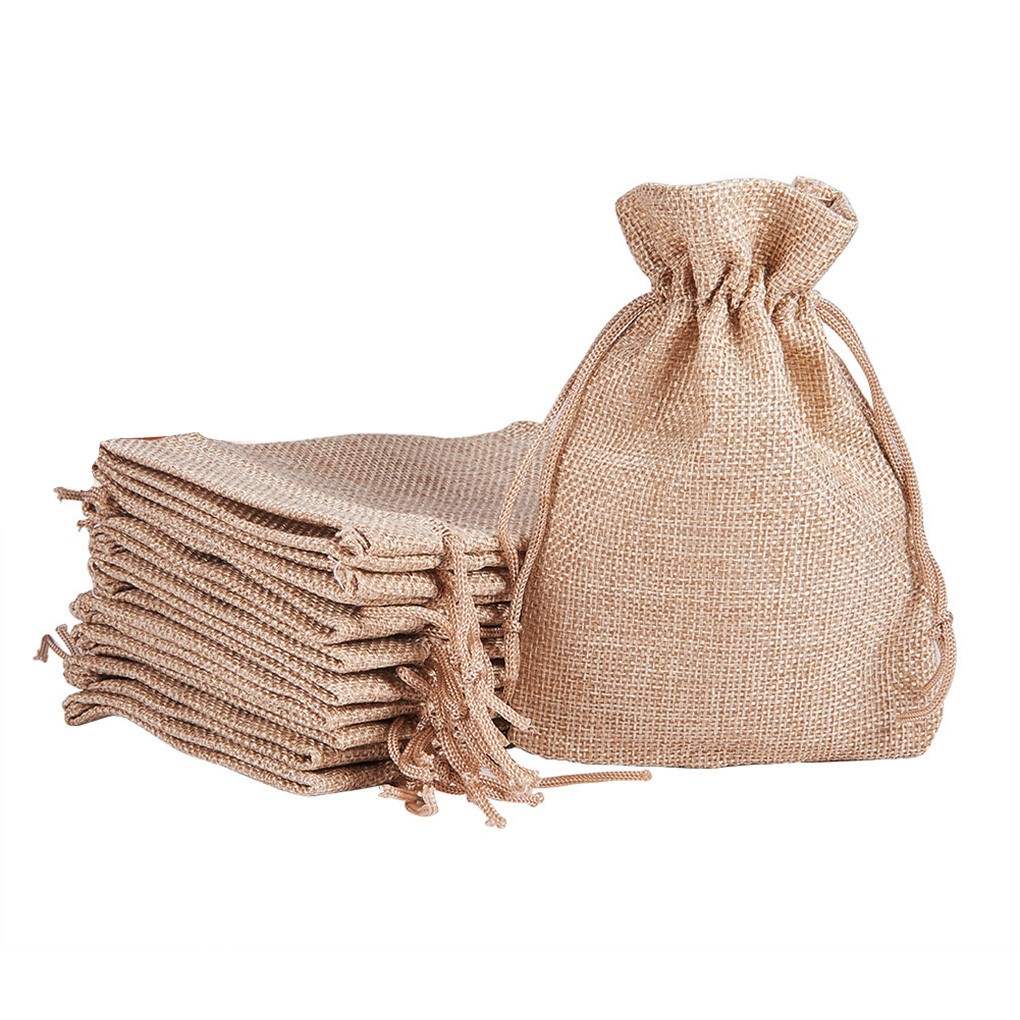 20pcsset linen drawstring bag jewelry gift pocket candy