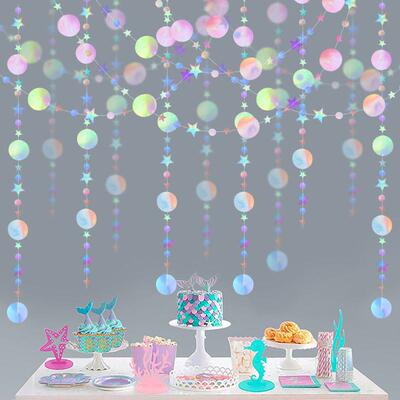 Laser Mirror Paper Star Dot Garland for Wedding Kids 1st Mer