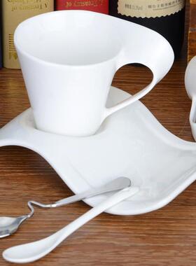 Creative Wavy Espresso Cup Saucer Set Porcelain Milk Breakfa
