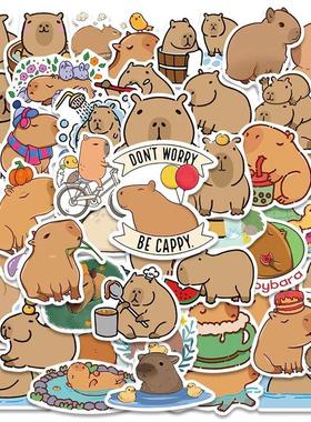 50/100PCS Plump Capybara Cartoon Cute Brown Animals Stickers