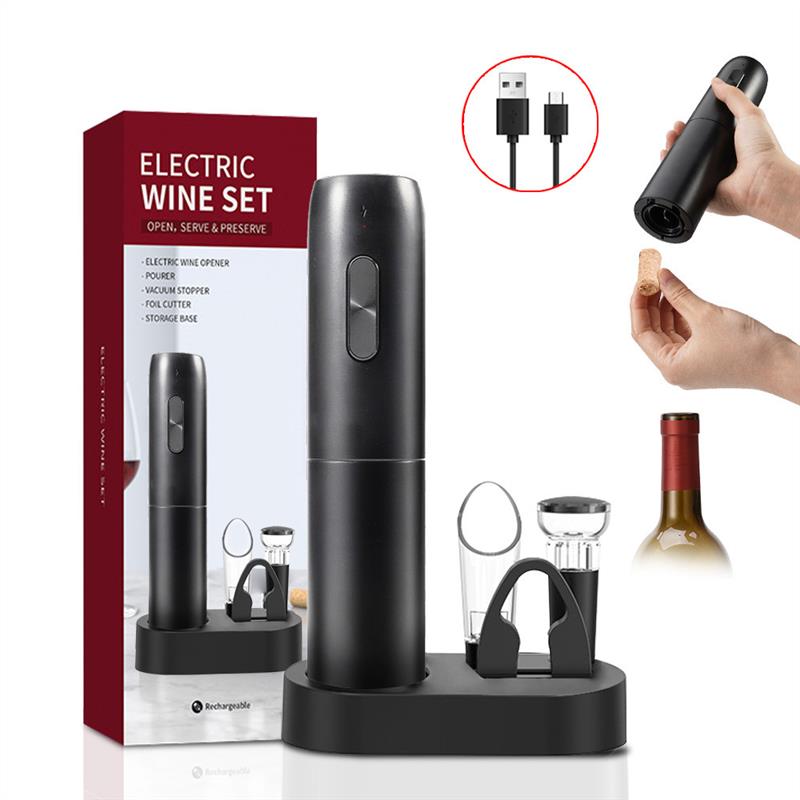 Electric Wine Bottle Opener Corkscrew Set Oneclick Button R
