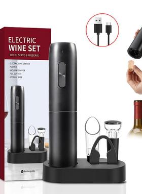 Electric Wine Bottle Opener Corkscrew Set Oneclick Button R