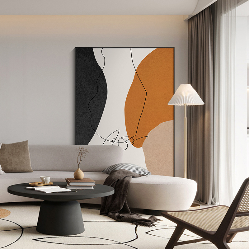 客厅装饰画现代简约沙发后背景墙落地画大气单幅北欧轻奢油画抽象