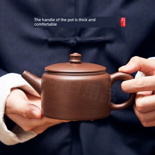 【大口茶壶】敞口紫砂壶泡茶壶宽口功夫茶具大容量朱泥实用井栏壶