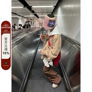 F383 复古撞色翻领夹克学院风男女宽松棒球服 2022AW国潮原创美式