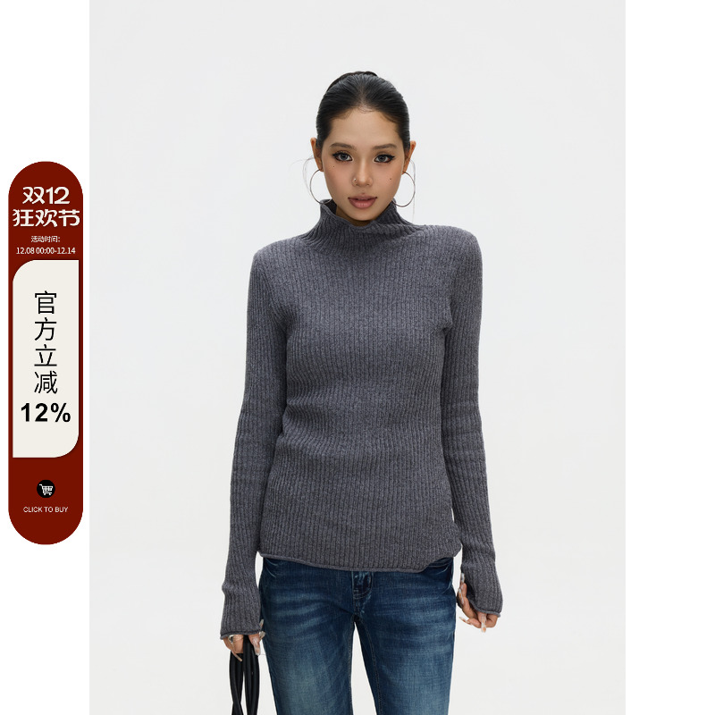 F383高领修身显瘦毛衣