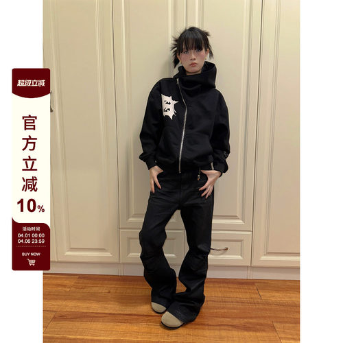 【F383】美式复古拉链卫衣