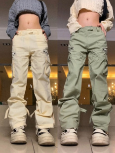 纯色小脚长裤 F383 裤 复古直筒多口袋拉链工装 2022AW国潮原创美式