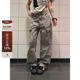 美式 复古高街多口袋直筒工装 裤 F383 男女设计宽松褶皱休闲水洗裤