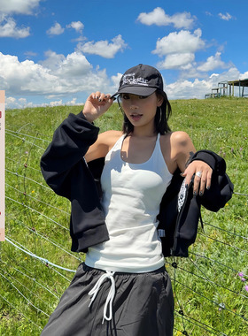 F383 美式复古修身显瘦背心吊带T恤弹力螺纹休闲百搭上衣女辣妹潮