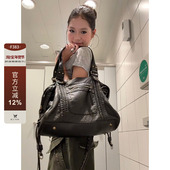 复古单肩斜挎包腋下托特包做旧时尚 F383 y2k女大容量包机车包法式