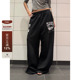F383 ins 男女宽松休闲百搭拖地长裤 美式 复古字母印花垂感阔腿卫裤