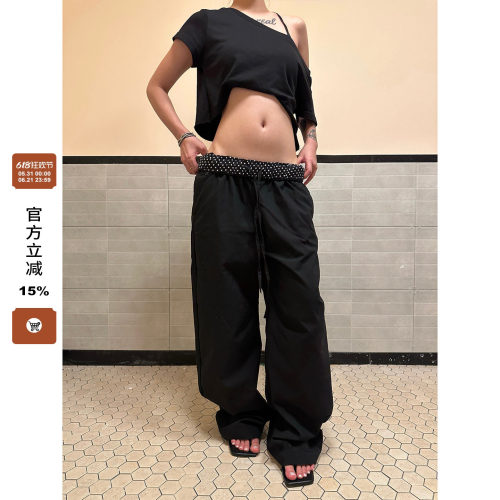 【F383】波点腰头休闲裤
