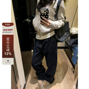 F383 美式复古原牛蓝cleanfit牛仔裤男女水洗宽松直筒垂感拖地裤