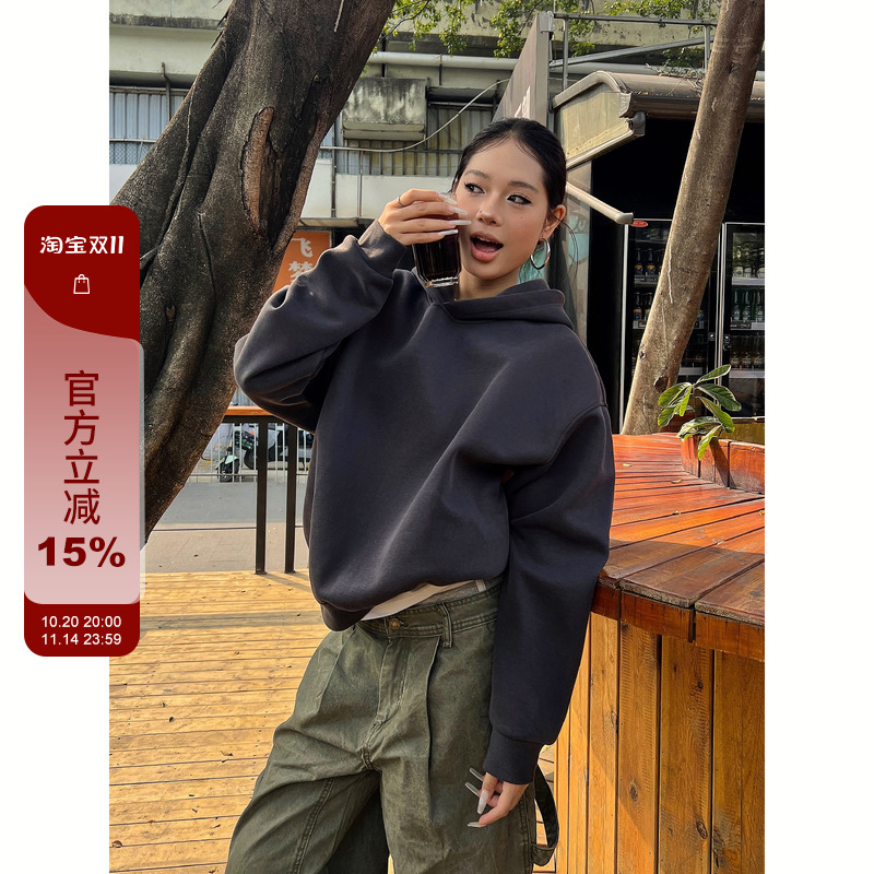 【F383】纯色cleanfit卫衣