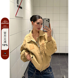 夹克男女秋冬宽松休闲美式 复古街头工装 翻领拉链外套ins 美式 F383