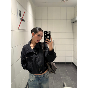 型宽松百搭简约翻领夹克外套男女ins 复古cleanfit短宽版 F383 美式