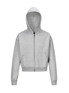 F383 2024灰色cleanfit卫衣男女款连帽基础纯色短款帽衫百搭情侣