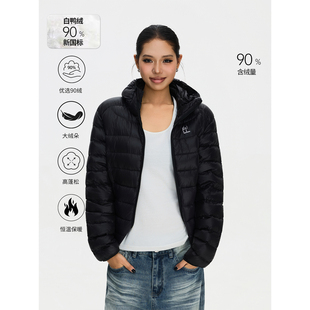 F383 美式90白鸭绒轻量连帽排骨羽绒服冬季男女保暖内胆羽绒外套