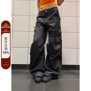 男女宽松休闲男女百搭直筒裤 F383 裤 复古街头多口袋设计工装 美式