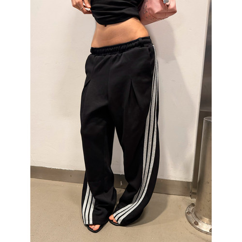 F383三条杠休闲阔腿裤垂感休闲裤