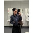 F383 夹克高级质感翻领外套女辣妹休闲百搭上衣 美式 复古铆钉短款