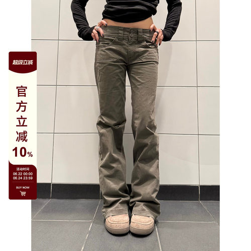 F383设计感小众修身字母牛仔裤