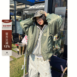 F383 2025美式高街MA1飞行员夹克棉服痞帅廓形设计感夹棉外套男女