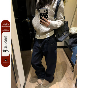 男女水洗宽松直筒垂感拖地裤 复古原牛蓝cleanfit牛仔裤 美式 F383