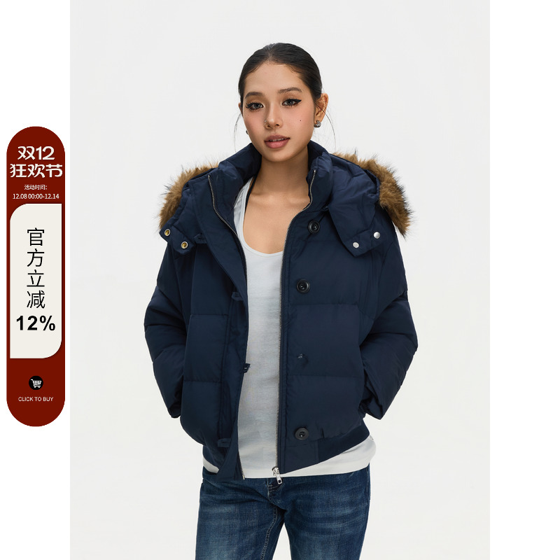 F383藏青色休闲百搭短款外套