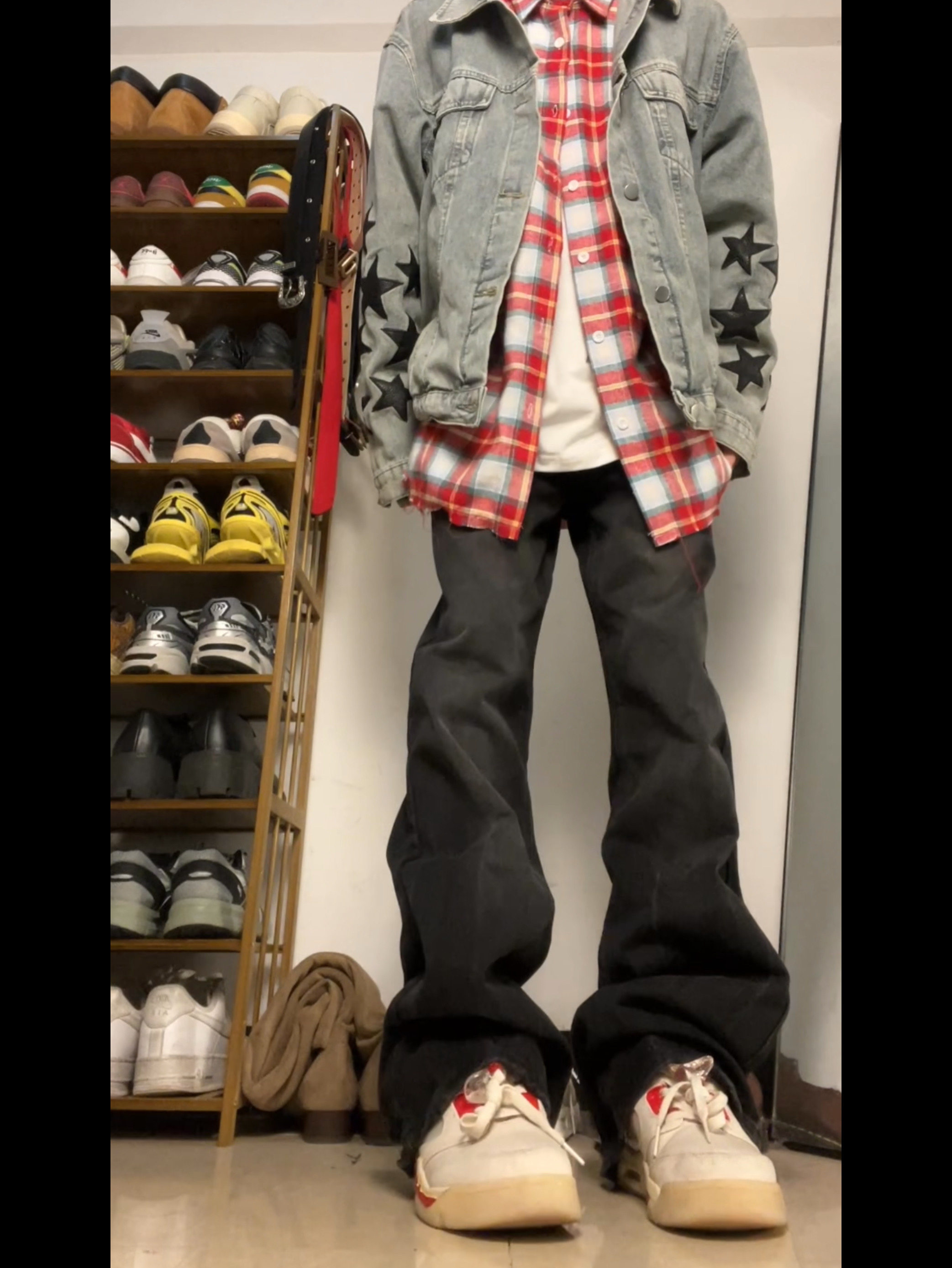 F383 2023AW国潮原创美式复古微喇叭痞帅炸街牛仔裤男女高街裤子