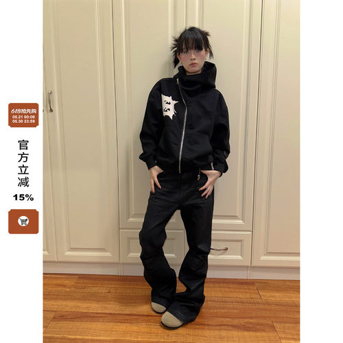 【F383】美式复古拉链卫衣
