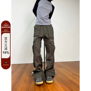 直筒微喇休闲裤 设计感拉链口袋工装 男女 2023AW国潮原创美式 F383