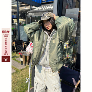 F383 2025美式高街MA1飞行员夹克棉服痞帅廓形设计感夹棉外套男女