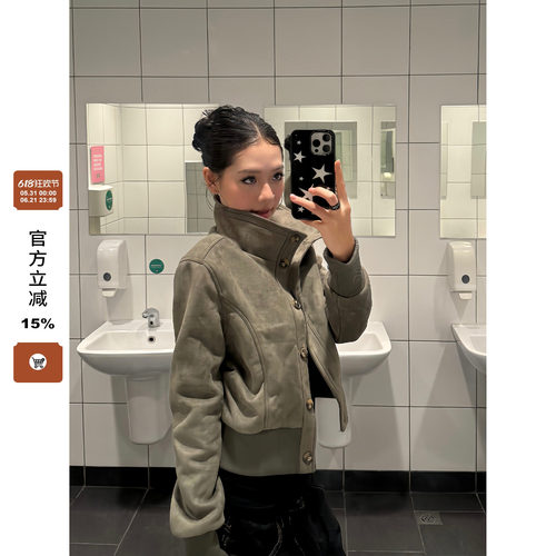 F383短款立领修身百搭夹克