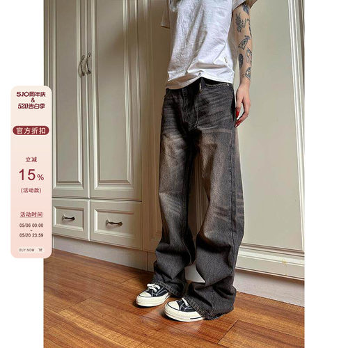 【F383】复古显瘦修身牛仔裤