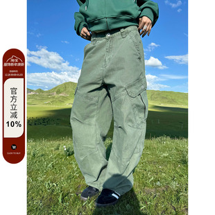 裤 F383 男女宽松廓形多口袋工装 复古解构设计感弯刀休闲裤 潮 美式