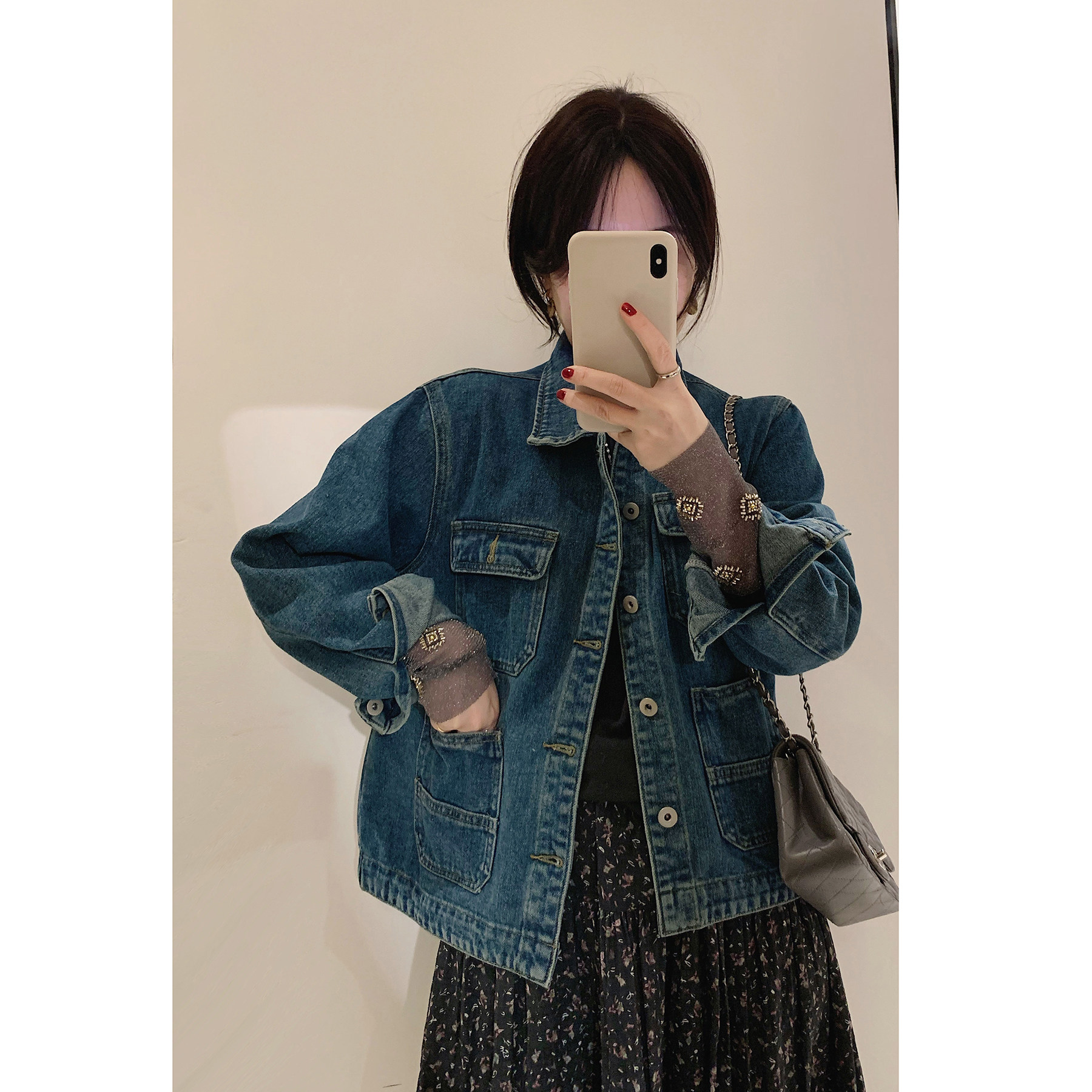 misslady洋气复古做旧口袋牛仔外套女夹克2026春季新款韩系百搭潮,女装/女士精品,短外套,淘宝优惠券,粉丝福利购,淘宝优惠卷