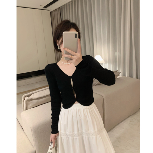 洋气法式 显瘦百搭短款 复古冰丝针织开衫 修身 女薄款 misslady自留款