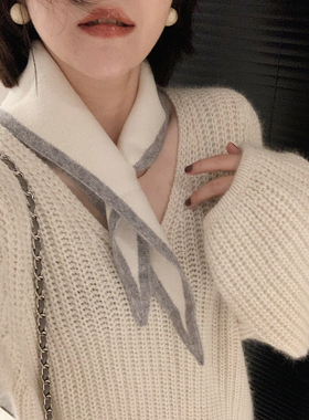 拼色围巾围脖女性冬季