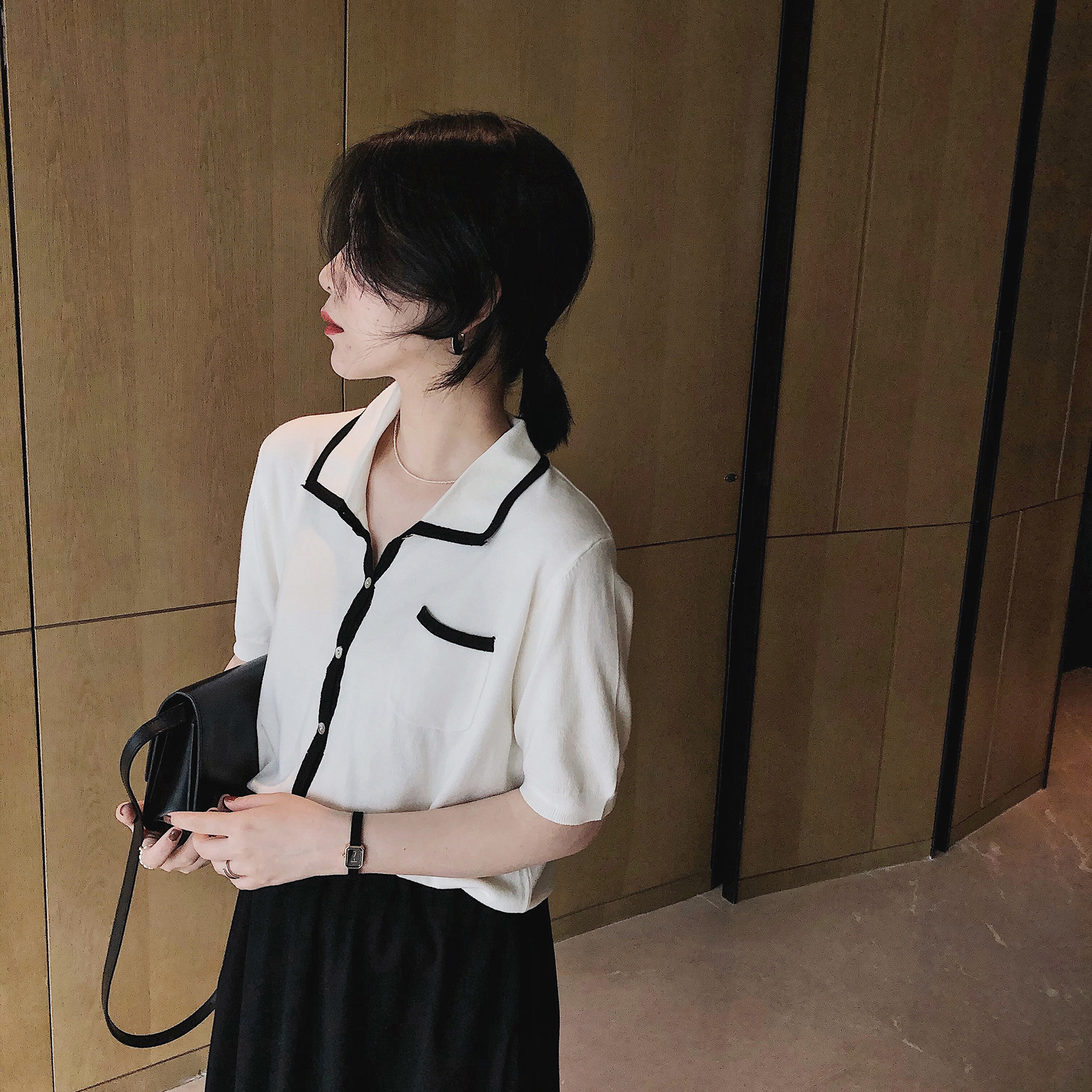 misslady自留单排娃娃领小开衫