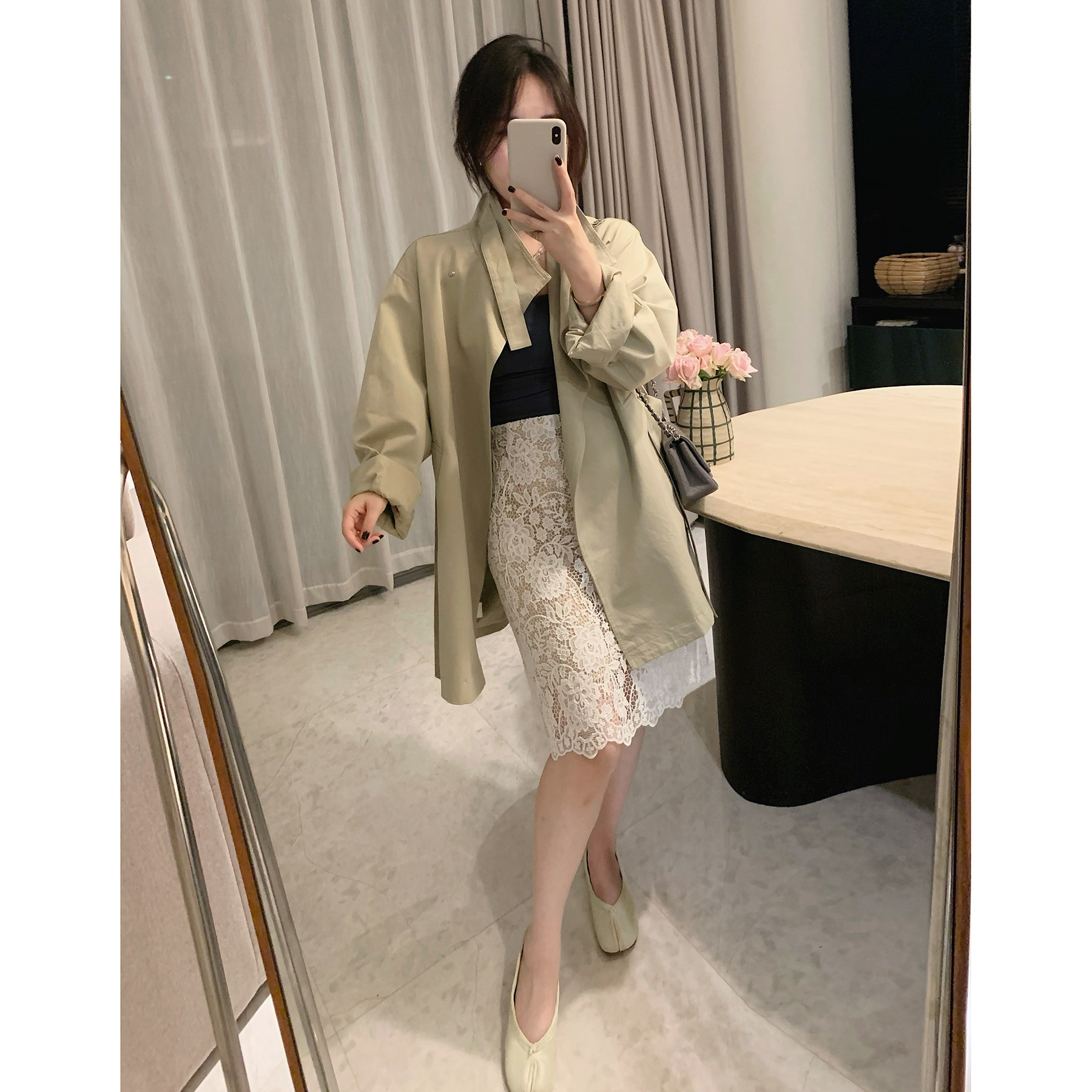 misslady洋气设计款卡其宽松立领风衣外套女早秋韩系高级优雅收腰
