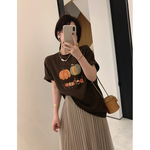 misslady宽松慵懒钉珠刺绣字母印花短袖 T恤女上衣减龄休闲百搭潮