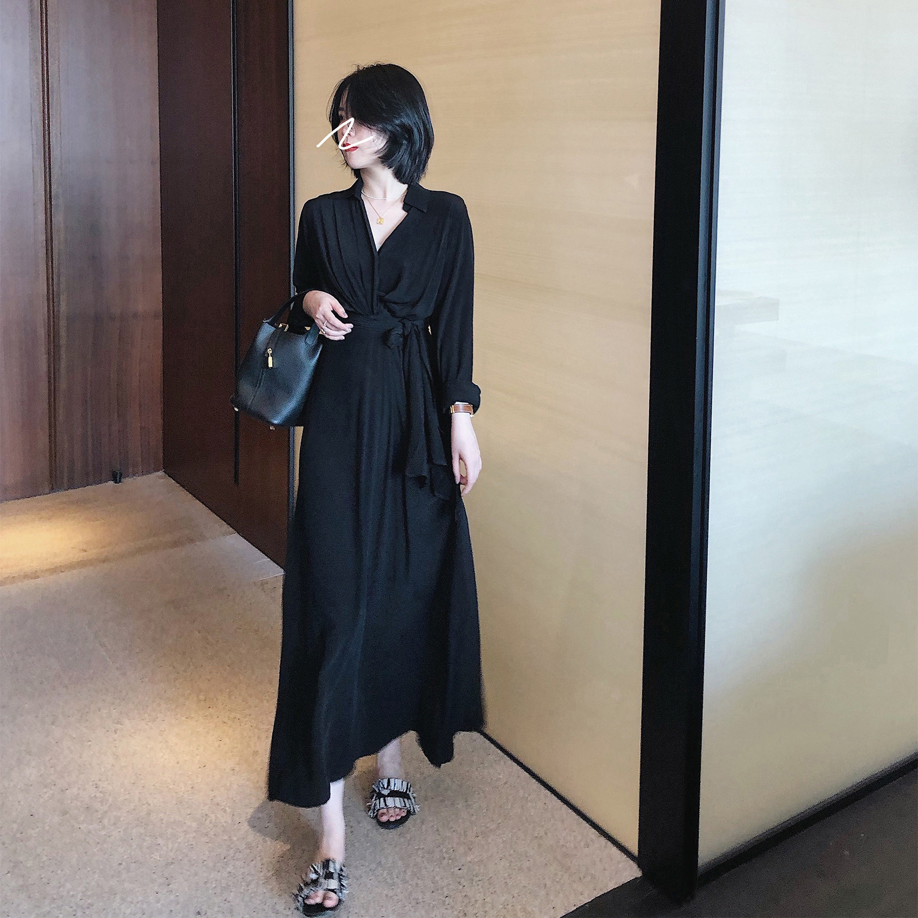 交叉misslady法式复古风连衣裙