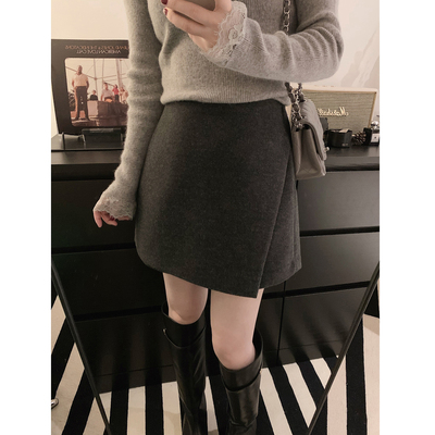 交叉半身裙裙裤短裙复古