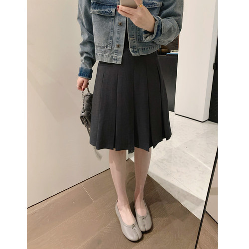 misslady高品质西装百褶半身裙女高腰a字遮胯减龄短裙小个子优雅