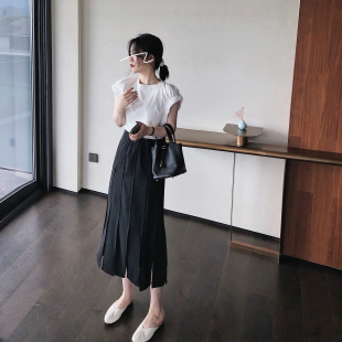 剪边半身裙中长款 misslady自留韩国洋气法式 a字裙长裙显瘦设计款